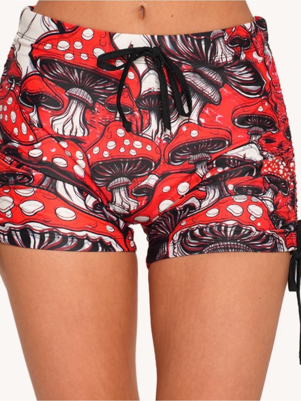 Trippy Mushroom Side Tie Drawstring Shorts